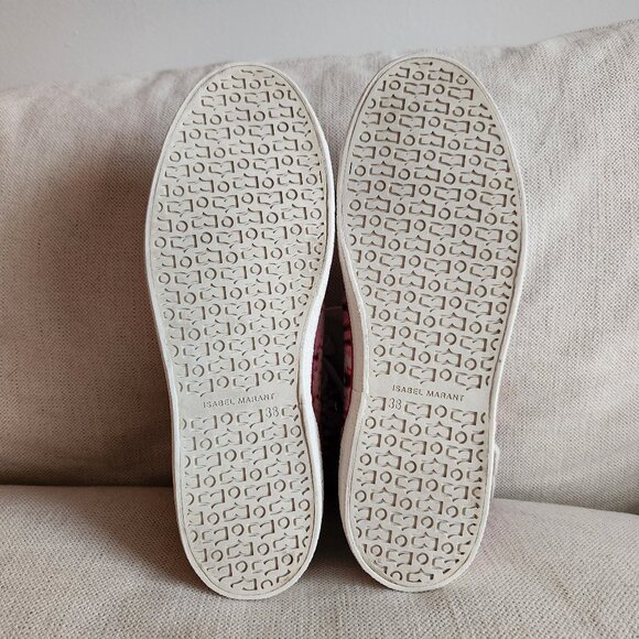 Isabel Marant Benkeen Red/Pink Tie-Dye Canvas High-Top Sneakers — US 7 - Picture 10 of 14